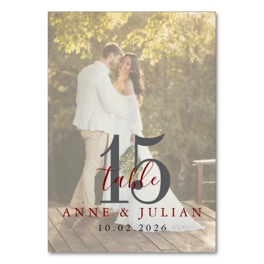 Modern  Red Daytime Wedding Table Seating Chart  Kaart (Achterkant)