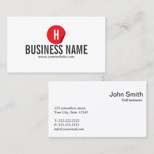 Modern Red Dot Golf Visitekaartje (Voorkant / Achterkant)