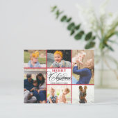 Modern Red Elegant Calligraphy Photo Collage Chic Feestdagenkaart (Staand voorkant)