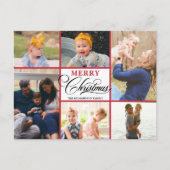 Modern Red Elegant Calligraphy Photo Collage Chic Feestdagenkaart (Voorkant)