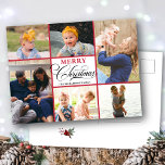 Modern Red Elegant Calligraphy Photo Collage Chic Feestdagenkaart<br><div class="desc">Modern Red Elegant Calligraphy Photo Collage Chic Holiday Briefkaart. Verzend vakantiewensen en groeten naar vrienden, collega's en familie met dit gelukkige familiefoto briefkaart dat zes van uw favoriete familiefoto's in een eenvoudige collage lay-out met de "Zige Kerst"verschijnt in elegante hand-briefed manuscripttypografie, . Beschikbaar als een platte kaart, een briefkaart en...</div>