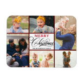 Modern Red Elegant Calligraphy Photo Collage Chic Magneet (Horizontaal)