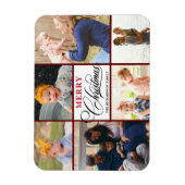 Modern Red Elegant Calligraphy Photo Collage Chic Magneet (Verticaal)