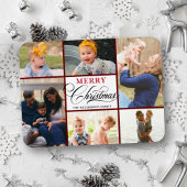 Modern Red Elegant Calligraphy Photo Collage Chic Magneet