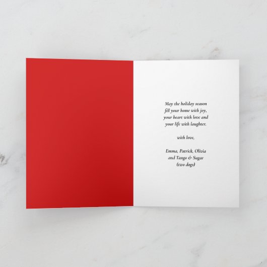 Modern Red Elegant Script Kerstman Reindester Feestdagen Kaart (Binnen)