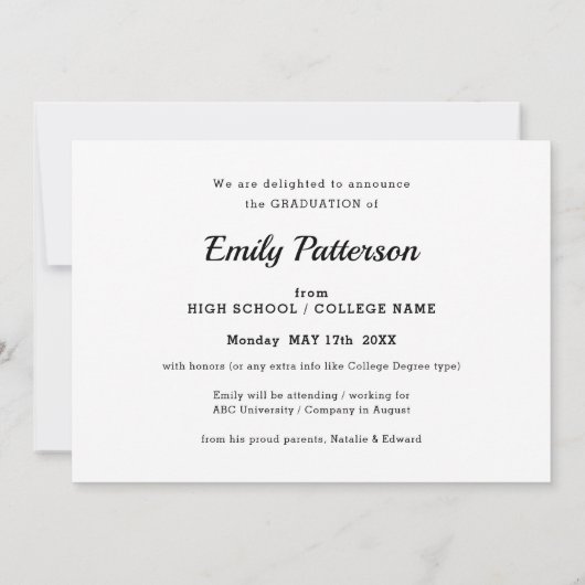 Modern Red Elegant Script Photo Afstuderen Aankondiging (Achterkant)