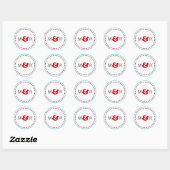 Modern Red en Aqua Chevron & Lovebird Wedding Ronde Sticker (Vel)
