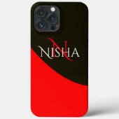 Modern Red en Black Abstract Monogram Case-Mate iPhone Case (Achterkant)