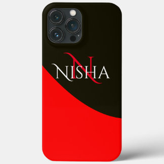 Modern Red en Black Abstract Monogram Case-Mate iPhone Case