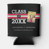 Modern Red en Black Photo Afstuderen Blikjeskoeler (Voorkant)