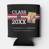 Modern Red en Black Photo Afstuderen Blikjeskoeler (Achterkant)