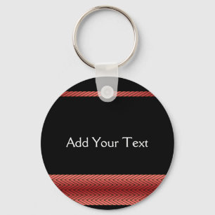 Modern Red en Black Racing Stripe Sleutelhanger
