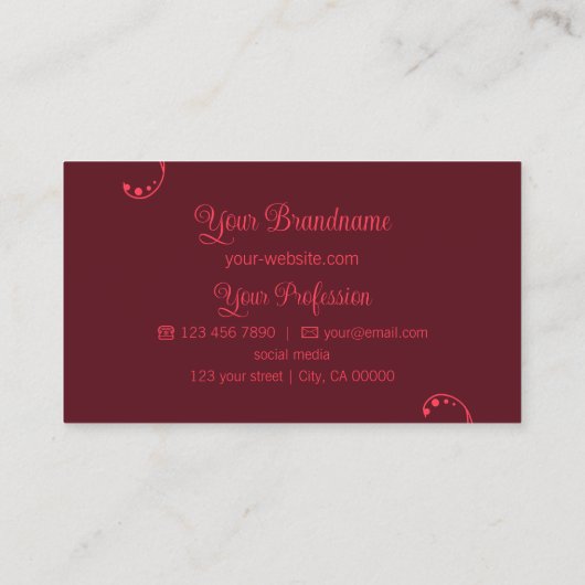 Modern Red en Burgundy  met Portrait Photo Visitekaartje (Achterkant)