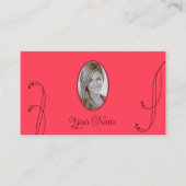 Modern Red en Burgundy  met Portrait Photo Visitekaartje (Voorkant)