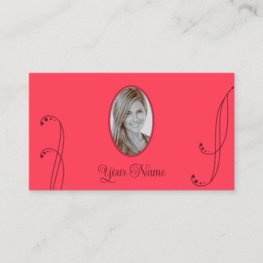 Modern Red en Burgundy  met Portrait Photo Visitekaartje (Voorkant)