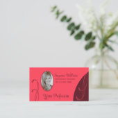 Modern Red en Burgundy met Portrait Photo Visitekaartje (Staand voorkant)
