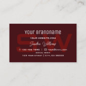 Modern Red en Burgundy Simple met Monogram Chic Visitekaartje (Achterkant)