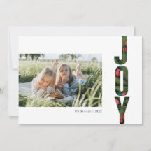 Modern Red en Green Botanical Joy Holiday Foto