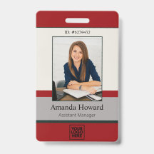 Modern Red en Grey Employee Foto ID Company