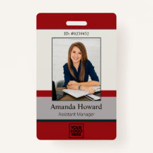 Modern Red en Grey Employee Foto ID Company