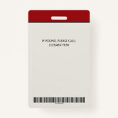 Modern Red en Grey Employee Foto ID Company Badge (Achterkant)
