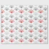 Modern Red en Grey Floral Pattern Cadeaupapier (Vlak)