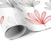 Modern Red en Grey Floral Pattern Cadeaupapier (Rol Hoek)