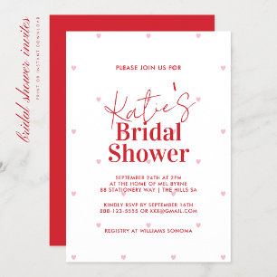 Modern Red en Roze Heart Bridal Shower Kaart