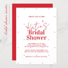 Modern Red en Roze Heart Bridal Shower Kaart