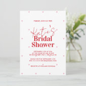 Modern Red en Roze Heart Bridal Shower Kaart (Staand voorkant)
