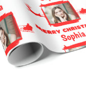 Modern Red en White 1 Fotoliefkerst Cadeaupapier (Rol Hoek)