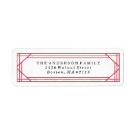 Modern Red en White Art Deco | Vakantie Etiket