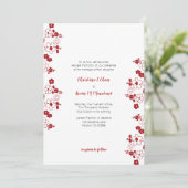 Modern Red en White Cherry Blossom Wedding Kaart (Staand voorkant)