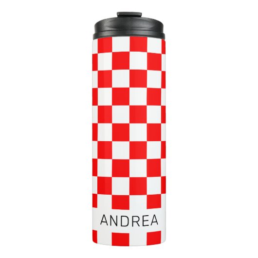 Modern Red en White Kroatische controleurs met naa Thermosbeker (Voorkant)