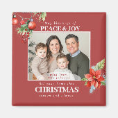 Modern Red Family Photo Christmas Magneet (Voorkant)