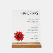 Modern Red Floral Beverage Menu Acryl Bord (Voorkant)