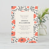 Modern Red Floral Cute Boho Baby Shower Kaart (Staand voorkant)