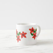Modern Red Floral Design on White Espresso Kop (Voorkant rechts)