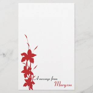 Modern Red Floral Note Pad Briefpapier