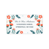 Modern Red Floral op White Custom Address Etiket (Voorkant)