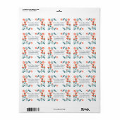 Modern Red Floral op White Custom Address Etiket (Full Sheet)