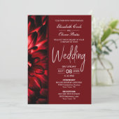 Modern Red Floral Wedding Kaart (Staand voorkant)