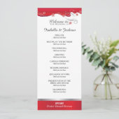 Modern Red Floral Wedding Programme Programmakaart (Staand voorkant)