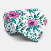 Modern Red Flowers Stropdas (Opgerold)