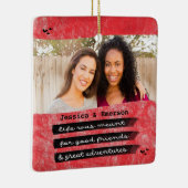 Modern Red Foto Best Friend Besties Kerstmis Keramisch Ornament (Rechts)