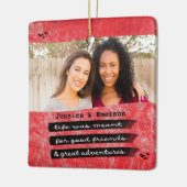 Modern Red Foto Best Friend Besties Kerstmis Keramisch Ornament (Links)