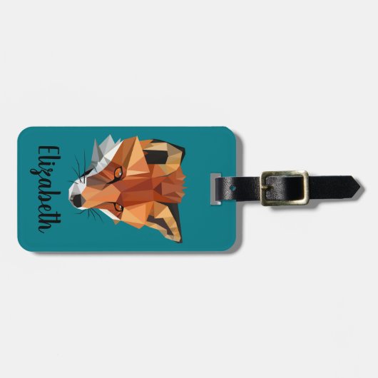 Modern Red Fox & Hand Lettering Script Bagagelabel (Voorkant horizontaal)