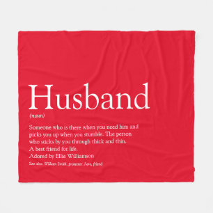 Modern Red Fun Husband Definition Fleece Deken