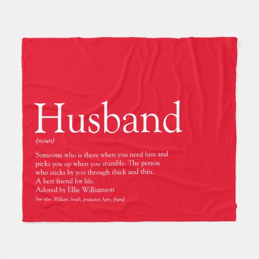 Modern Red Fun Husband Definition Fleece Deken (Voorkant (Horizontaal))