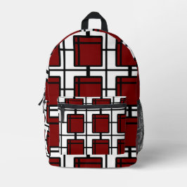 Modern Red Geometric Art Backpack | Top-Selling Bedrukte Rugzak